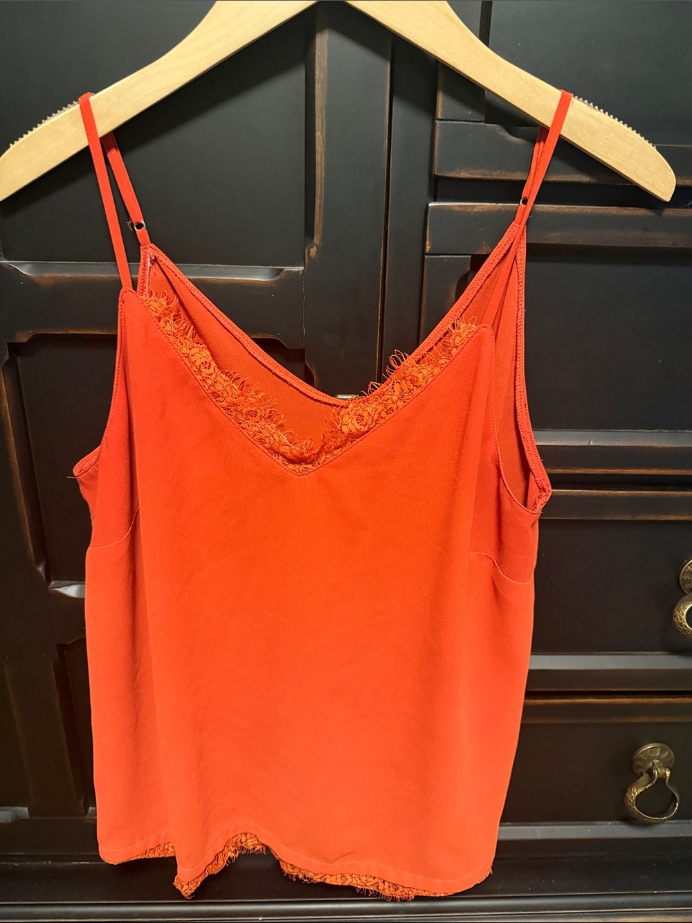 Women's Orange Lace-Trim Cami Top